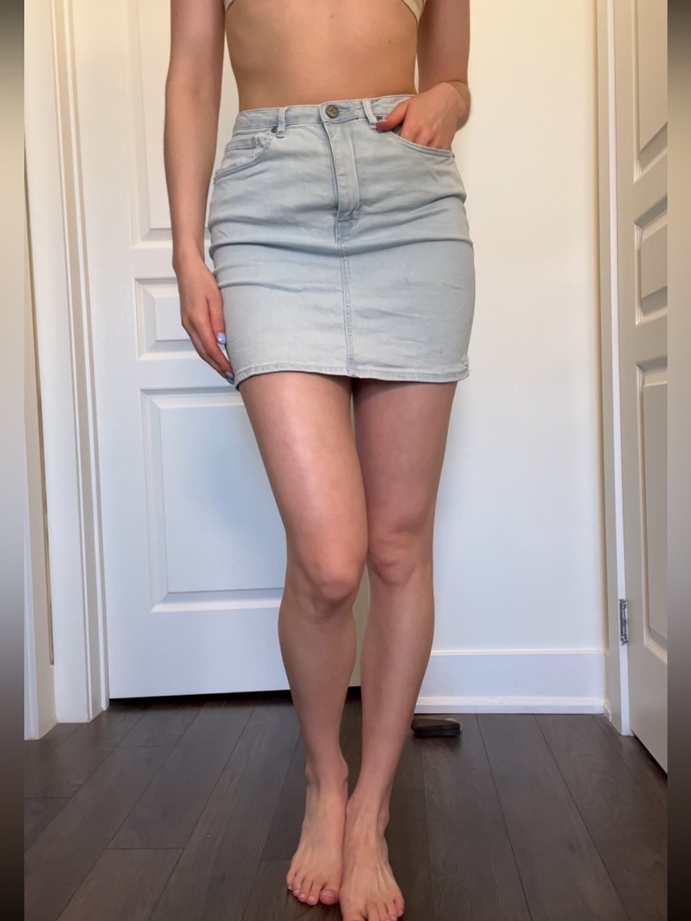 Vintage Lee Denim - Light Wash Denim Mini Skirt - Casual Women's Skirt